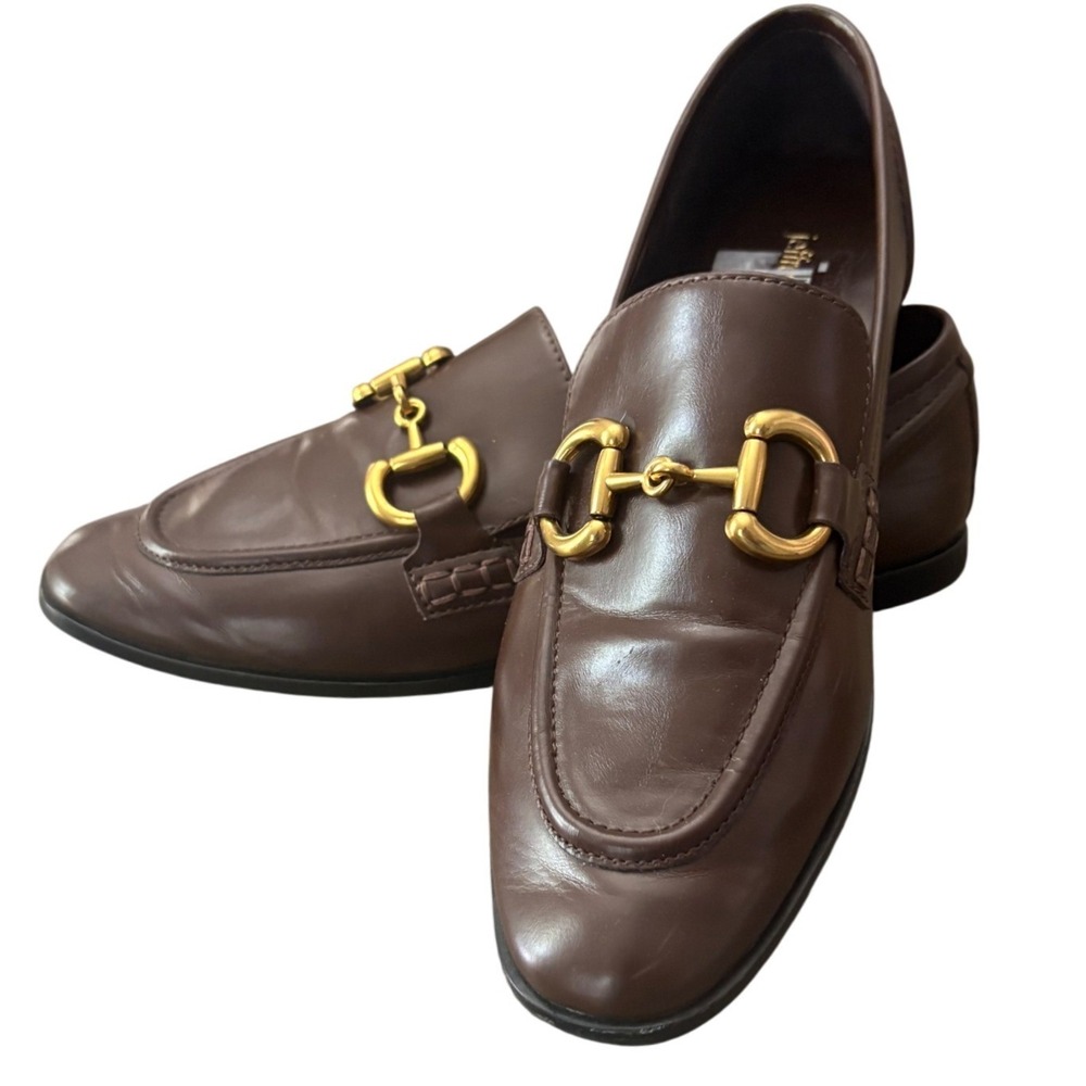 Jeffrey Campbell Brown Horsebit Loafers Womens 8.5 Gold Hardware Slip On Shoes